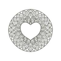 Flower with frame in shape of heart. decoration in ethnic oriental vector