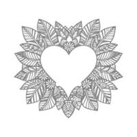 Flower with frame in shape of heart. decoration in ethnic oriental vector