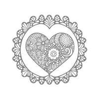 Flower with frame in shape of heart. decoration in ethnic oriental vector