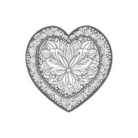 Flower with frame in shape of heart. decoration in ethnic oriental, vector