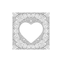 Flower with frame in shape of heart. decoration in ethnic oriental, vector