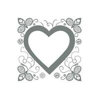 Flower with frame in shape of heart. decoration in ethnic oriental vector