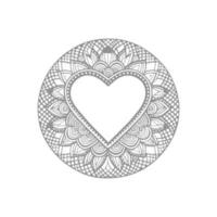 Flower with frame in shape of heart. decoration in ethnic oriental, vector