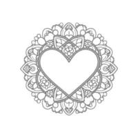 Flower with frame in shape of heart. decoration in ethnic oriental vector