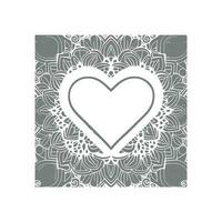 Flower with frame in shape of heart. decoration in ethnic oriental vector