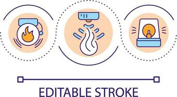 Fire detection devices loop concept icon. Sensors and fire alarms abstract idea thin line illustration. Monitoring systems for buildings. Isolated outline drawing. Editable stroke vector