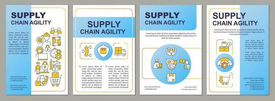 Agility of supply chain blue brochure template. Adaptation. Leaflet design with linear icons. Editable 4 vector layouts for presentation, annual reports