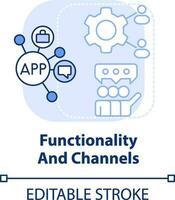 Functionality and channels light blue concept icon. Customer engagement platform abstract idea thin line illustration. Isolated outline drawing. Editable stroke vector