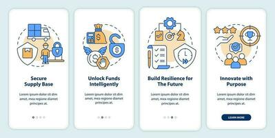 Immediate attention areas onboarding mobile app screen. SCM walkthrough 4 steps editable graphic instructions with linear concepts. UI, UX, GUI template vector