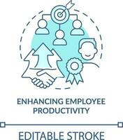Enhancing employee productivity turquoise concept icon. Onboarding challenge abstract idea thin line illustration. Isolated outline drawing. Editable stroke vector