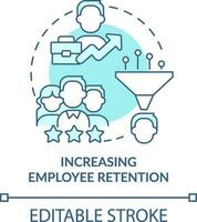 Increasing employee retention turquoise concept icon. Career. Onboarding challenge abstract idea thin line illustration. Isolated outline drawing. Editable stroke vector