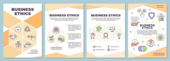 Business ethics orange brochure template. Customer-centricity. Leaflet design with linear icons. Editable 4 vector layouts for presentation, annual reports