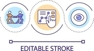 impacto de competencia en negocio desarrollo lazo concepto icono. análisis resultados. causas a crecimiento resumen idea Delgado línea ilustración. aislado contorno dibujo. editable carrera vector