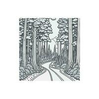 un suciedad la carretera mediante el bosque, línea Arte. vector