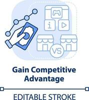 Gain competitive advantage light blue concept icon. Customer engagement platform abstract idea thin line illustration. Isolated outline drawing. Editable stroke vector