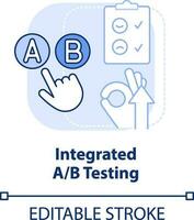 Integrated AB testing light blue concept icon. Customer engagement platform feature abstract idea thin line illustration. Isolated outline drawing. Editable stroke vector