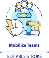 Mobilize teams concept icon. Productive cooperation. Supply chain priority abstract idea thin line illustration. Isolated outline drawing. Editable stroke vector