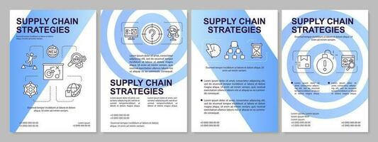 Strategies of supply chain blue brochure template. Management. Leaflet design with linear icons. Editable 4 vector layouts for presentation, annual reports