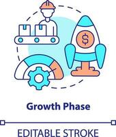 Growth phase concept icon. Business development. Stage of product lifecycle abstract idea thin line illustration. Isolated outline drawing. Editable stroke vector