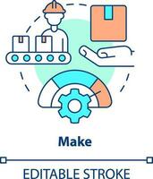 Make concept icon. Manufacture. Component of supply chain management abstract idea thin line illustration. Isolated outline drawing. Editable stroke vector