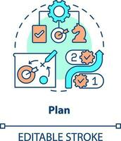 Plan concept icon. Control processes. Component of supply chain management abstract idea thin line illustration. Isolated outline drawing. Editable stroke vector