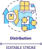 Distribution concept icon. Logistic service. Element of supply chain management abstract idea thin line illustration. Isolated outline drawing. Editable stroke vector