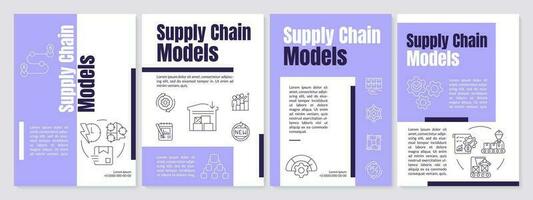 Models of supply chain purple brochure template. Business. Leaflet design with linear icons. Editable 4 vector layouts for presentation, annual reports