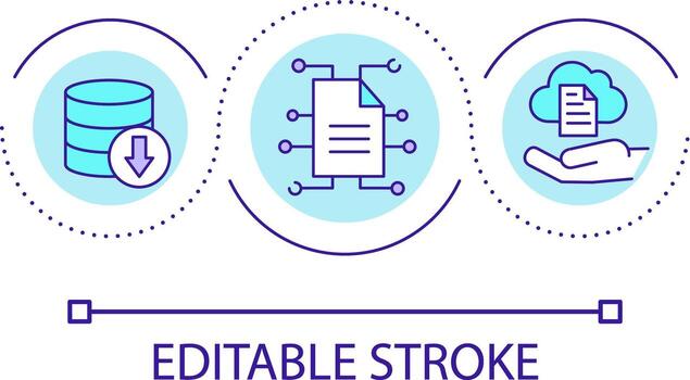 File backup loop concept icon. Storing documents in cloud abstract idea thin line illustration. Online backup service. Back up copies. Isolated outline drawing. Editable stroke vector