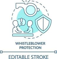 Whistleblower protection turquoise concept icon. Ethical behavior in workplace abstract idea thin line illustration. Isolated outline drawing. Editable stroke vector