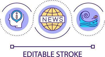 Staying informed about weather forecast loop concept icon. Emergency news abstract idea thin line illustration. Disaster preparedness. Isolated outline drawing. Editable stroke vector