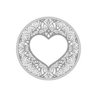 Flower with frame in shape of heart. decoration in ethnic oriental, vector