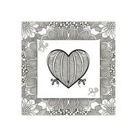 Flower with frame in shape of heart. decoration in ethnic oriental vector