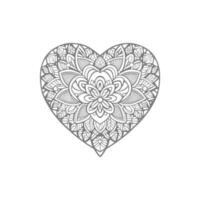 Flower with frame in shape of heart. decoration in ethnic oriental vector