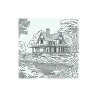 House by the river vector