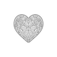 Flower with frame in shape of heart. decoration in ethnic oriental, vector