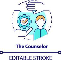 Counselor concept icon. Care about student mental health abstract idea thin line illustration. Helping to achieve goals. Isolated outline drawing. Editable stroke vector