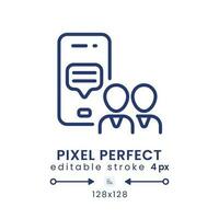 Work communication app linear desktop icon. Team chat. Instant messaging. Pixel perfect 128x128, outline 4px. GUI, UX design. Isolated user interface element for website. Editable stroke vector