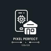 Home Automation app white solid desktop icon. Automatic control. Internet of Things devices. Pixel perfect 128x128, outline 4px. Silhouette symbol for dark mode. Glyph pictogram. Vector isolated image