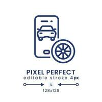 Automotive app linear desktop icon. Car service. Vehicle maintenance. Auto dealer. Pixel perfect 128x128, outline 4px. GUI, UX design. Isolated user interface element for website. Editable stroke vector