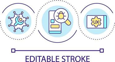 Website and mobile app testing loop concept icon. Bugs detection. Digital system. User experience abstract idea thin line illustration. Isolated outline drawing. Editable stroke vector