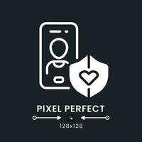 Personal Safety app white solid desktop icon. Prevent violence. Private security. Pixel perfect 128x128, outline 4px. Silhouette symbol for dark mode. Glyph pictogram. Vector isolated image