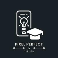 Education app white solid desktop icon. Exam preparation. E-learning platform. Pixel perfect 128x128, outline 4px. Silhouette symbol for dark mode. Glyph pictogram. Vector isolated image