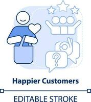 Happier customers light blue concept icon. Tracking customer engagement abstract idea thin line illustration. Isolated outline drawing. Editable stroke vector