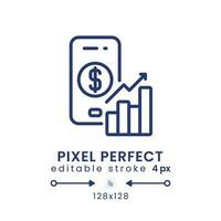 Personal finance app linear desktop icon. Budget planner. Expense tracker. Pixel perfect 128x128, outline 4px. GUI, UX design. Isolated user interface element for website. Editable stroke vector