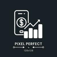 Personal finance app white solid desktop icon. Budget planner. Expense tracker. Pixel perfect 128x128, outline 4px. Silhouette symbol for dark mode. Glyph pictogram. Vector isolated image