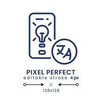 Language Learning app linear desktop icon. Educational software. Grammar skills. Pixel perfect 128x128, outline 4px. GUI, UX design. Isolated user interface element for website. Editable stroke vector