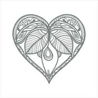 Flower with frame in shape of heart. decoration in ethnic oriental vector