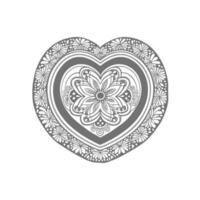 Flower with frame in shape of heart. decoration in ethnic oriental vector