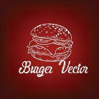 Line art burger vector illustration.