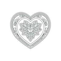 Flower with frame in shape of heart. decoration in ethnic oriental, vector